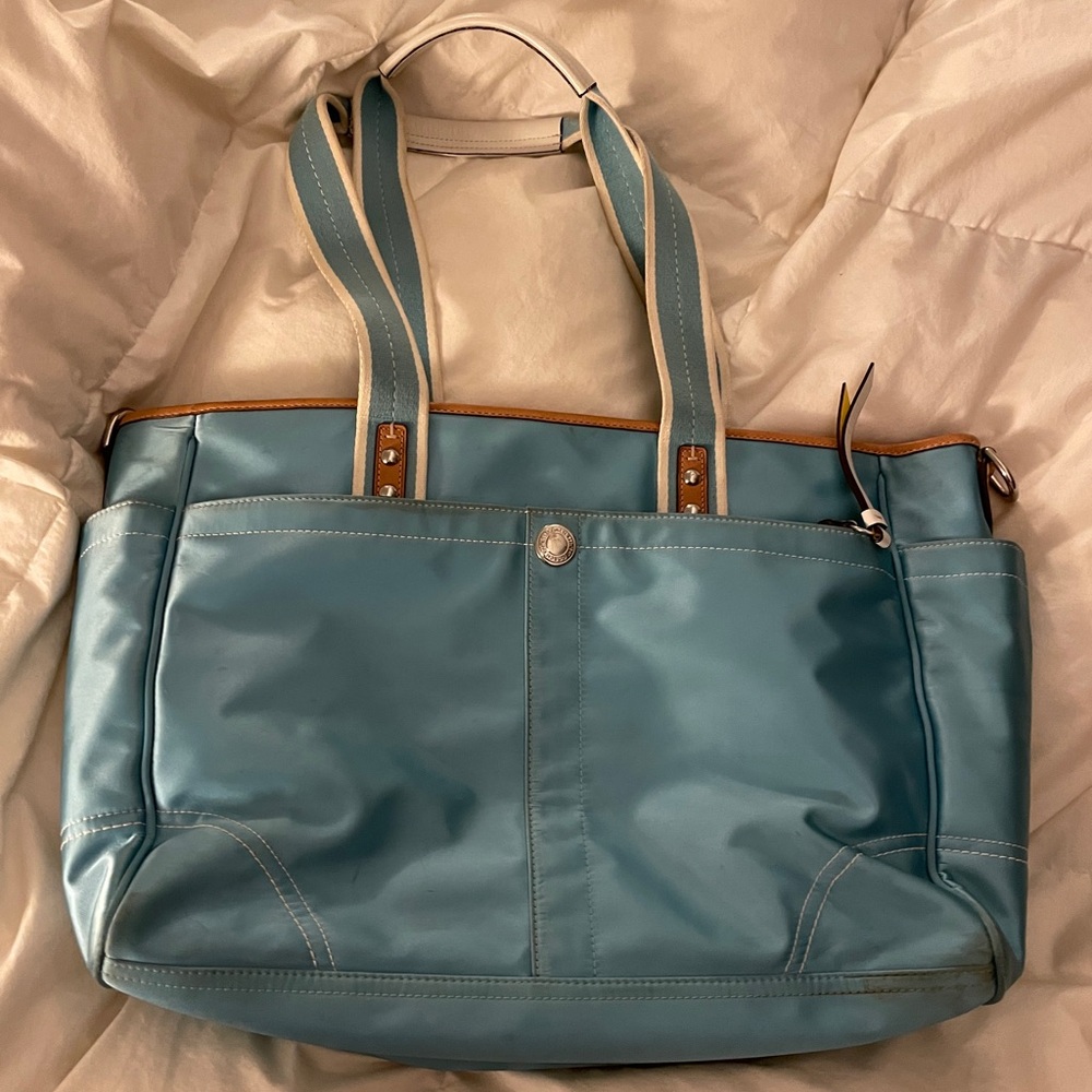 Vintage teal Coach Diaper Bag